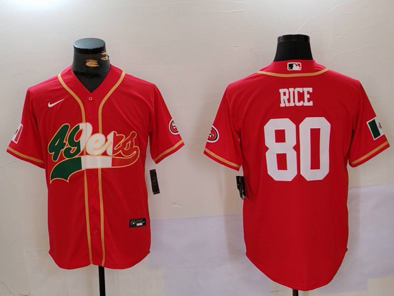 Men San Francisco 49ers #80 Rice Red Second generation Mexican Joint Name 2024 Nike Limited NFL Jersey style 1
